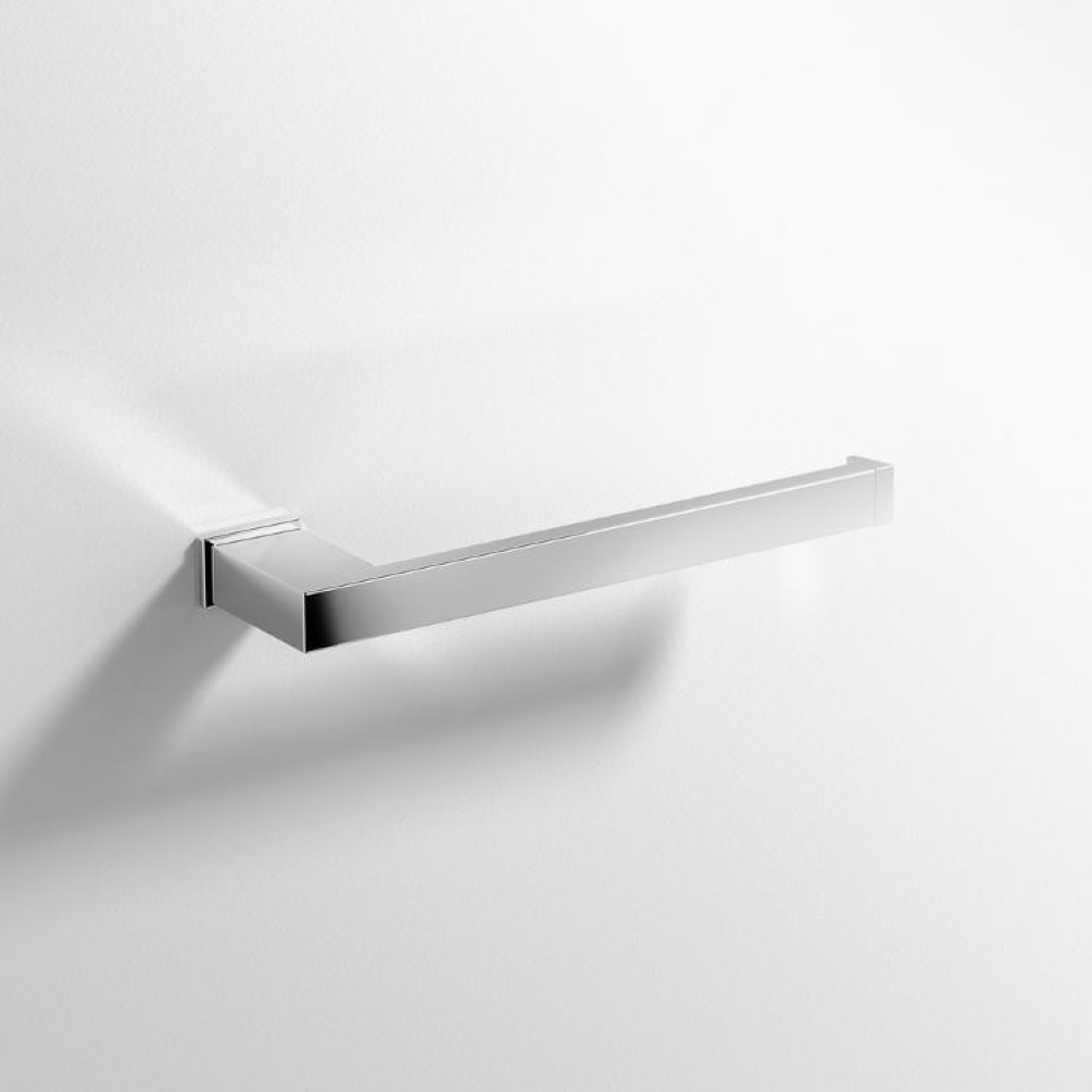 Close up product image of the Origins Living S Cube Chrome Open Toilet Roll Holder